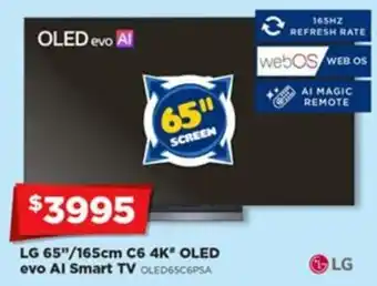 LG 65"/165cm C6 4K" OLED evo AI Smart TV
