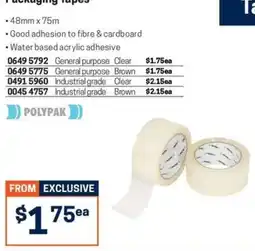 Blackwoods Packaging tapes Polypak offer