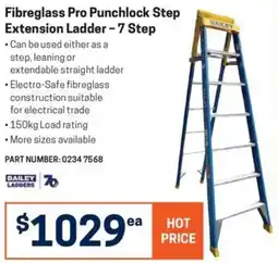 Blackwoods Fibreglass Pro Punchlock Step Extension Ladder - 7 Step offer