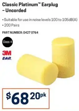 Blackwoods 3M Classic Platinum Earplug - Uncorded offer