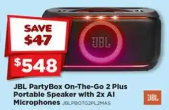 JBL PartyBox On-The-Go 2 Plus Portable Speaker with 2x AI Microphones