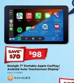 Joyce Mayne Navig8r 7" Portable Apple CarPlay/Android Auto Touchscreen Display offer