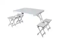 BCF Wanderer Folding Table and Chair Set 85.5x53x12.5cm Comfortable Silver offer