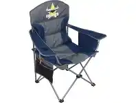 NRL CowCamp Chair 91x60x103cm Insulated Colourblock Dark Grey and Blue