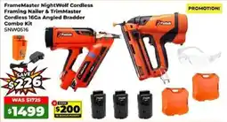 Sydney Tools FrameMaster NightWolf Cordless Framing Nailer & TrimMaster Cordless 16Ga Angled Bradder Combo Kit offer