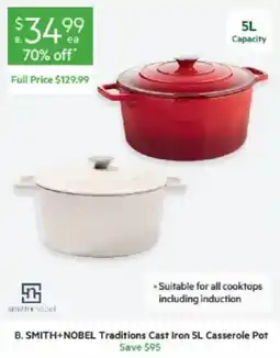Harris Scarfe B. Smith+NoBel Traditions Cast Iron 5L Casserole Pot offer