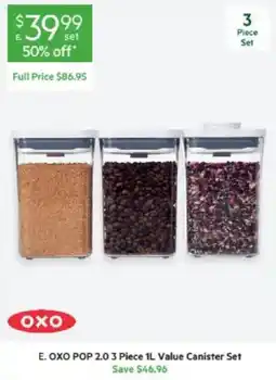 Harris Scarfe Oxo Pop 2.0 3 Piece 1L Value Canister Set offer