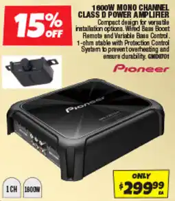 Autobarn Pioneer 1800W Mono Channel Class D Power Amplifier offer