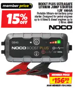 Autobarn Noco Boost Plus UltraSafe Lithium Jump Starter offer
