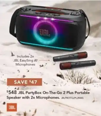 JBL PartyBox On-The-Go 2 Plus Portable Speaker