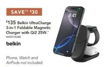 Belkin UltraCharge 3-in-1 Foldable Magnetic Charger with Qi2 25W