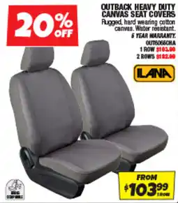 Autobarn Outback heavy duty canvas seat covers offer