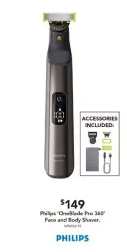 Harvey Norman Philips 'OneBlade Pro 360' Face and Body Shaver offer