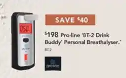 Harvey Norman Pro-line 'BT-2 Drink Buddy' Personal Breathalyser offer