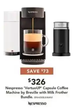 Harvey Norman Nespresso 'VertuoUP' Capsule Coffee Machine by Breville with Milk Frother Bundle offer