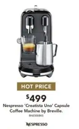 Harvey Norman Nespresso 'Creatista Uno' Capsule Coffee Machine by Breville offer