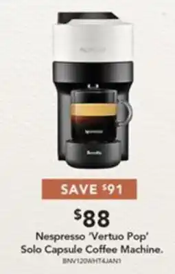 Harvey Norman Nespresso 'Vertuo Pop' Solo Capsule Coffee Machine offer