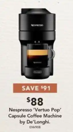 Harvey Norman Nespresso 'Vertuo Pop' Capsule Coffee Machine by De'Longhi offer