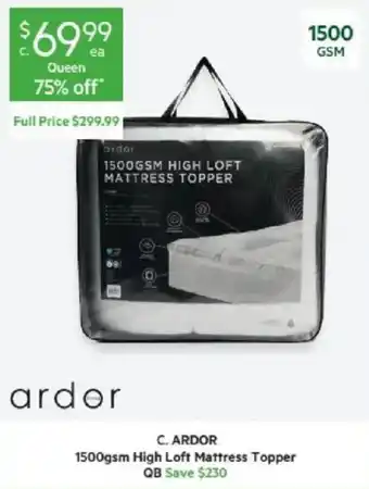 C. ARDOR 1500gsm High Loft Mattress Topper