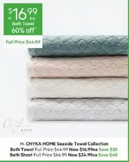 Harris Scarfe H. CHYKA HOME Seaside Towel Collection Bath Towel offer