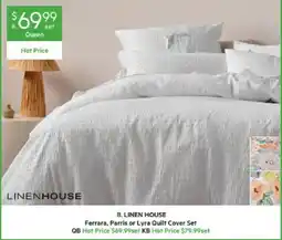 Harris Scarfe B. Linen House Ferrara, Parris or Lyra Quilt Cover Set offer