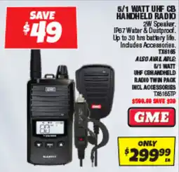 Autobarn GME 5/1 Watt UHF CB Handheld Radio offer