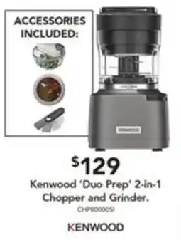 Harvey Norman Kenwood 'Duo Prep' 2-in-1 Chopper and Grinder offer
