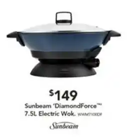 Harvey Norman Sunbeam 'DiamondForce' 7.5L Electric Wok offer