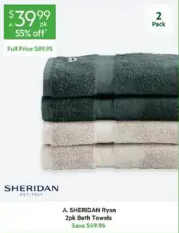 Harris Scarfe A. SHERIDAN Ryan 2pk Bath Towels offer