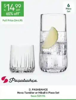 Harris Scarfe D. PASABAHCE Nova Tumbler or Hiball offer