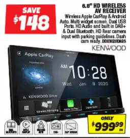 Autobarn 6.8" HD Wireless AV Receiver Kenwood offer