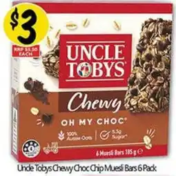 NQR Uncle Tobys Chewy Choc Chip Muesli Bars offer