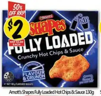 Arnott's Shapes Fully Loaded Hot Chips & Sauce