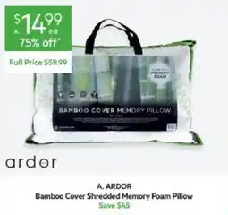 Harris Scarfe A. ARDOR Bamboo Cover Shredded Memory Foam Pillow offer