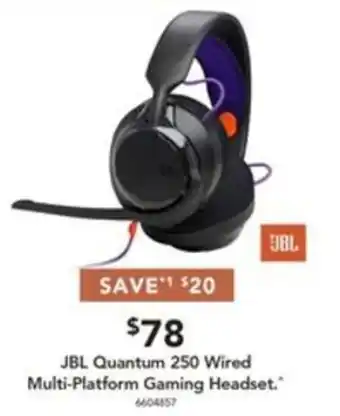 JBL Quantum 250 Wired Multi-Platform Gaming Headset