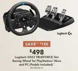 Harvey Norman Logitech G923 TRUEFORCE Sim Racing Wheel offer