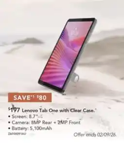 Harvey Norman Lenovo Tab One with Clear Case offer