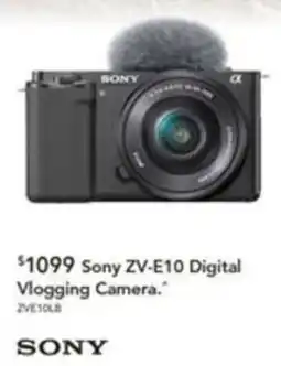 Harvey Norman Sony ZV-E10 Digital Vlogging Camera offer