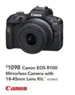 Harvey Norman Canon EOS R100 Mirrorless Camera with 18-45mm Lens Kit offer