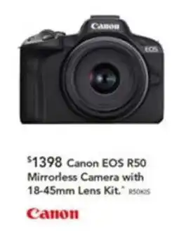 Harvey Norman Canon EOS R50 Mirrorless Camera with 18-45mm Lens Kit offer