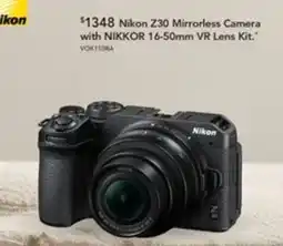 Harvey Norman Nikon Z30 Mirrorless Camera with NIKKOR 16-50mm VR Lens Kit offer