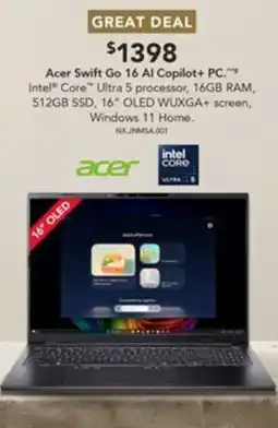Harvey Norman Acer Swift Go 16 AI Copilot+ PC offer