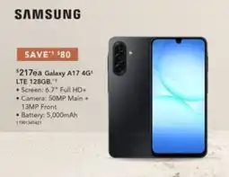 Harvey Norman Samsung Galaxy A17 4G+ LTE 128GB offer