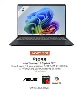 Harvey Norman Asus Vivobook 16 Copilot+ PC offer