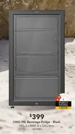 Harvey Norman CHiQ 94L Beverage Fridge - Black offer