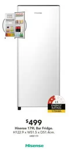 Harvey Norman Hisense 179L Bar Fridge offer