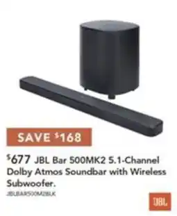 Harvey Norman JBL Bar 500MK2 5.1-Channel Dolby Atmos Soundbar with Wireless Subwoofer offer