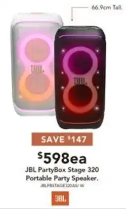 Harvey Norman JBL PartyBox Stage 320 Portable Party Speaker offer