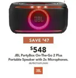 Harvey Norman JBL PartyBox On-The-Go 2 Plus Portable Speaker with 2x Microphones offer