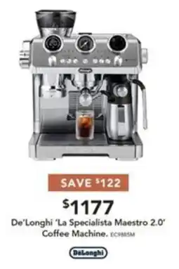 Harvey Norman De'Longhi 'La Specialista Maestro 2.0' Coffee Machine offer